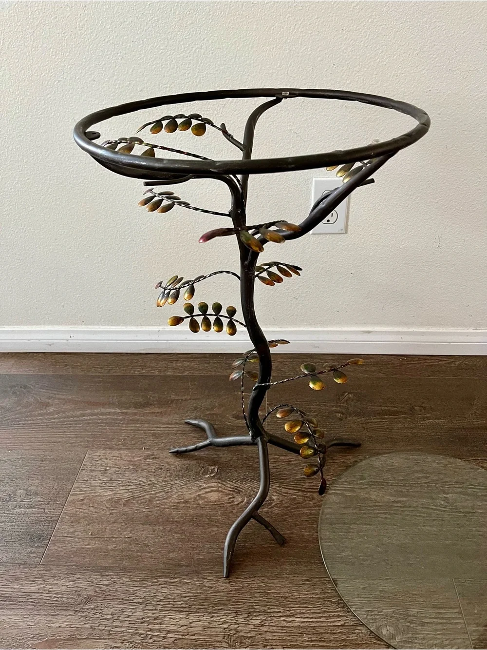 Pier 1 Brown and Gold Olive Branch Accent Table